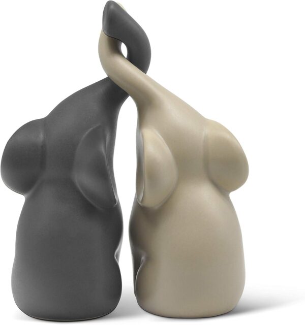 Loving Pair of Elephants ceremic sculpture - Image 4