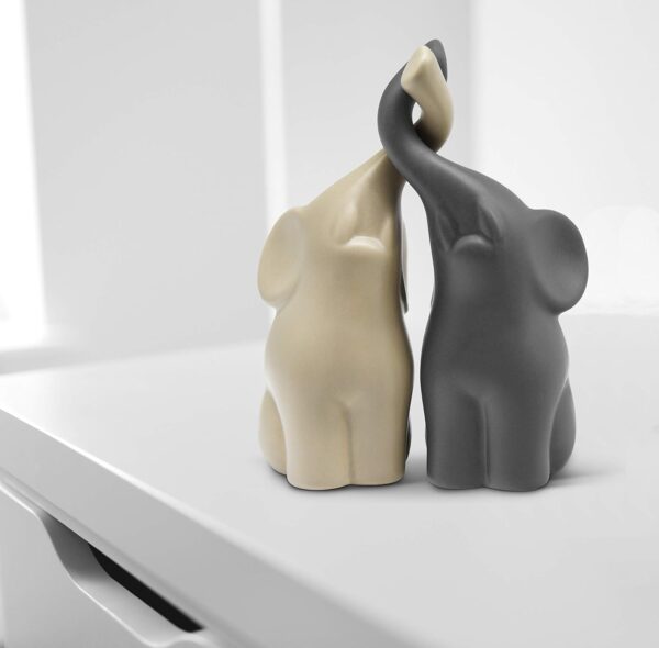 Loving Pair of Elephants ceremic sculpture - Image 2