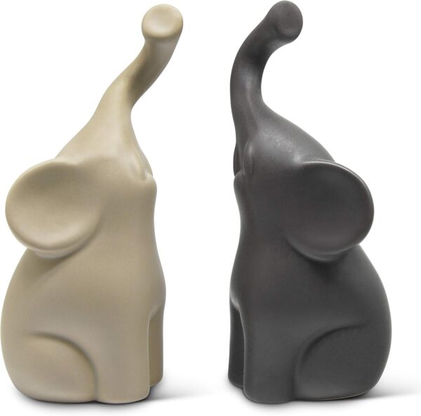 Loving Pair of Elephants ceremic sculpture - Image 6