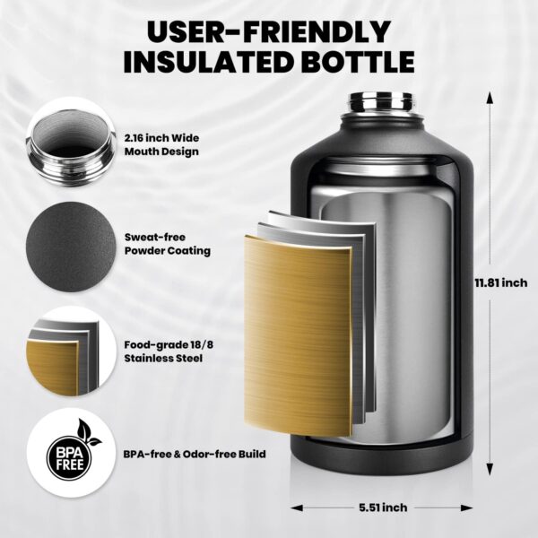 One Gallon Water Bottle Insulated - Image 3