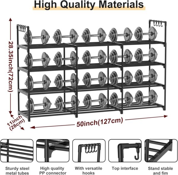 3-Row 4-Tier Metal Stackable Shoe Rack Shelf Black - Image 6