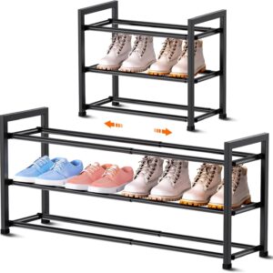 Bumusty 3-Tier Metal Shoe Rack Black