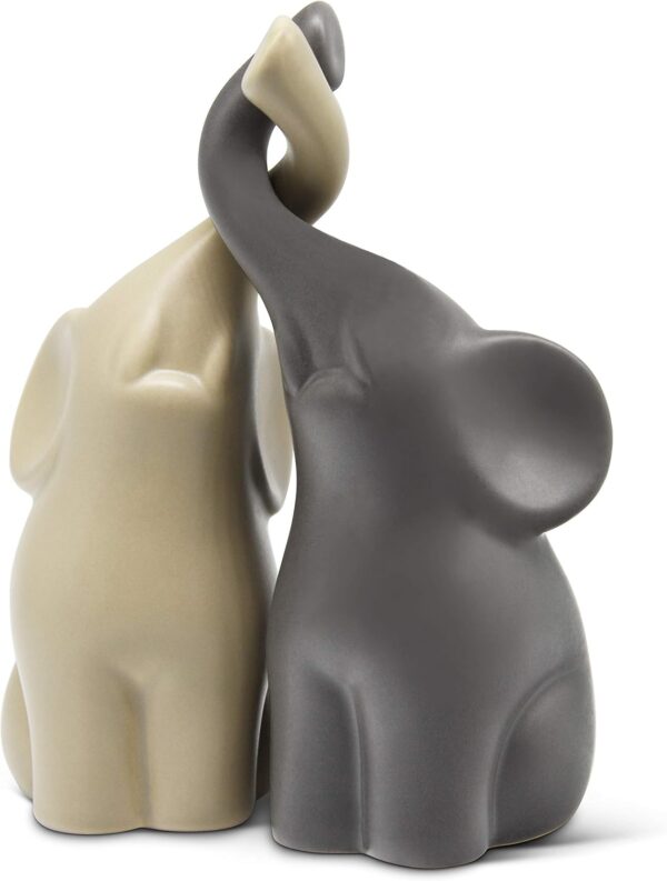 Loving Pair of Elephants ceremic sculpture