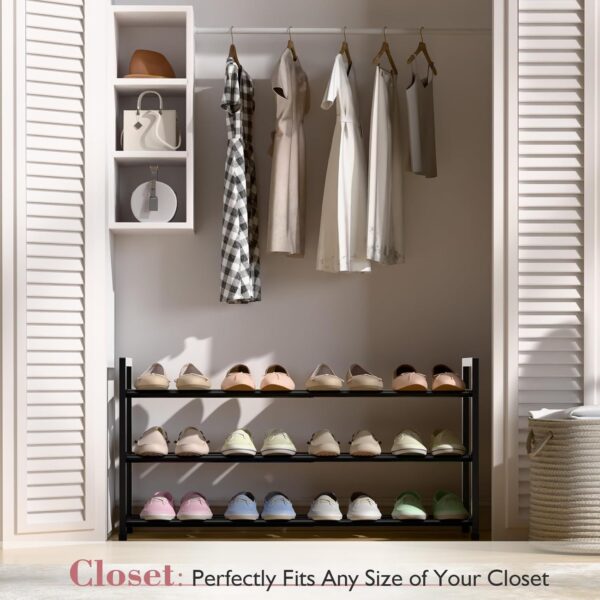 Bumusty 3-Tier Metal Shoe Rack Black - Image 6