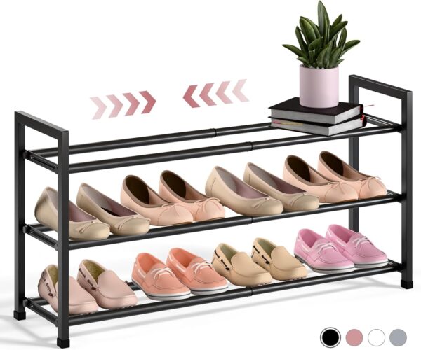 Bumusty 3-Tier Metal Shoe Rack Black - Image 2