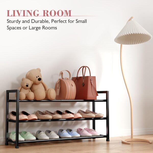 Bumusty 3-Tier Metal Shoe Rack Black - Image 4