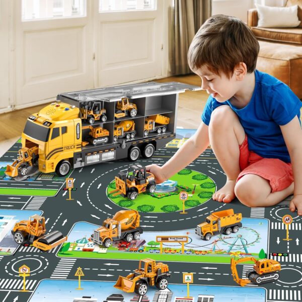 Toddler Boys Construction Truck Vehicle Toy Set - Image 2