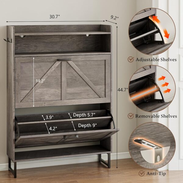 Shoe Cabinet with 2 Flip Drawers - Image 4