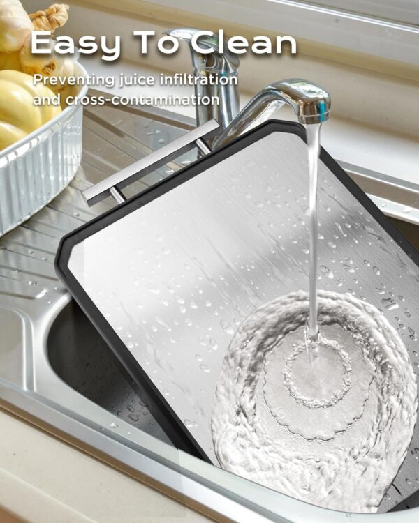 SNOWCLAD Stainless Steel Cutting Board,Double Sided - Image 3