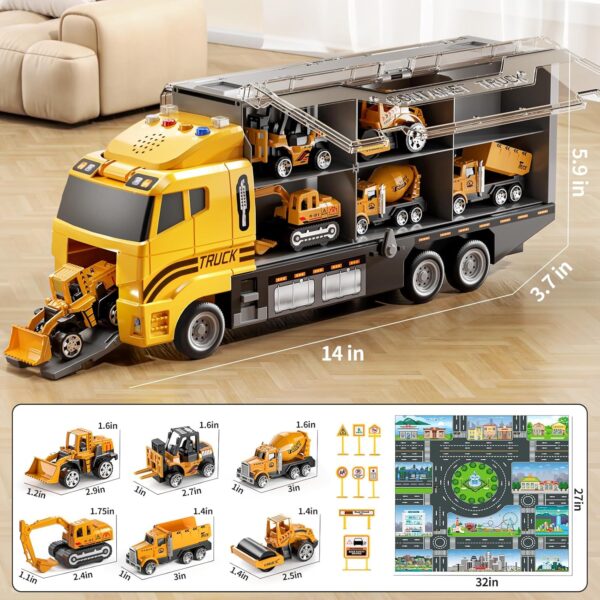 Toddler Boys Construction Truck Vehicle Toy Set - Image 7
