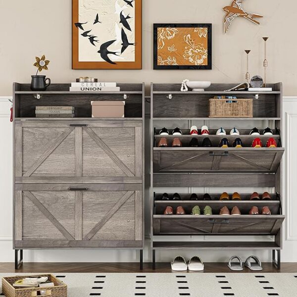 Shoe Cabinet with 2 Flip Drawers - Image 2