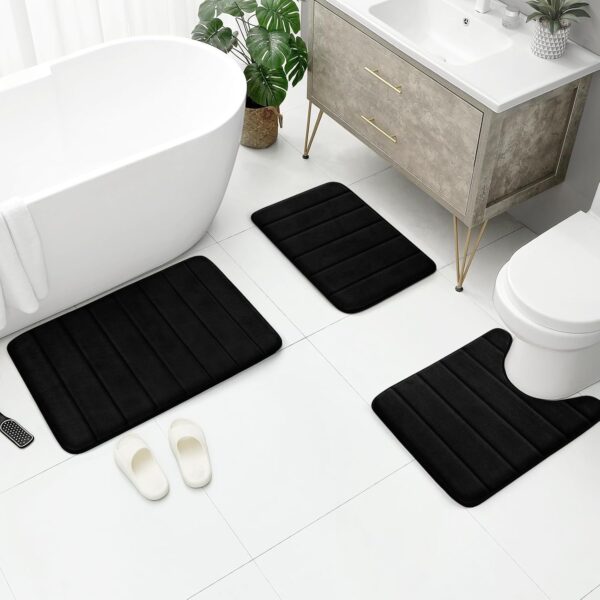 BYSURE Black Memory Foam Bathroom Rug - Image 8