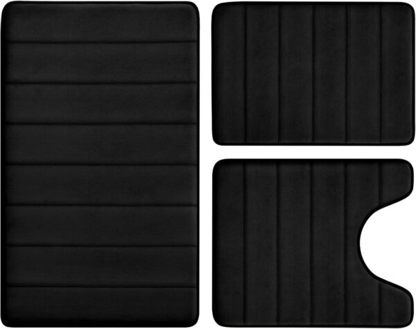 BYSURE Black Memory Foam Bathroom Rug