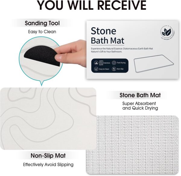 Stone Bath Mat Non-Slip Super Absorbent - Image 2