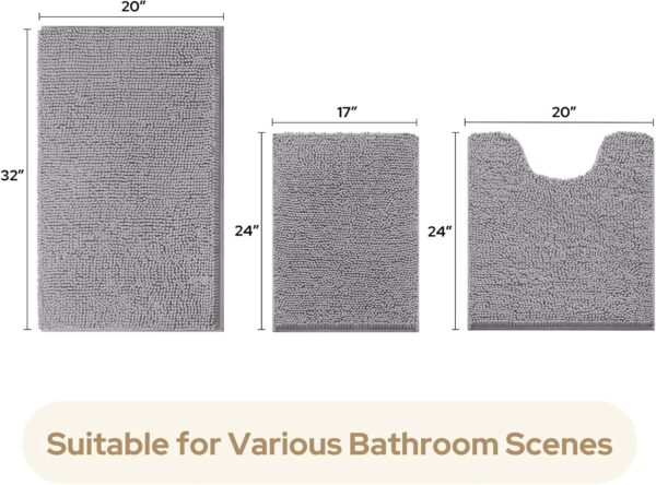 HOMEIDEAS 3 Pieces Bathroom Rug - Image 6